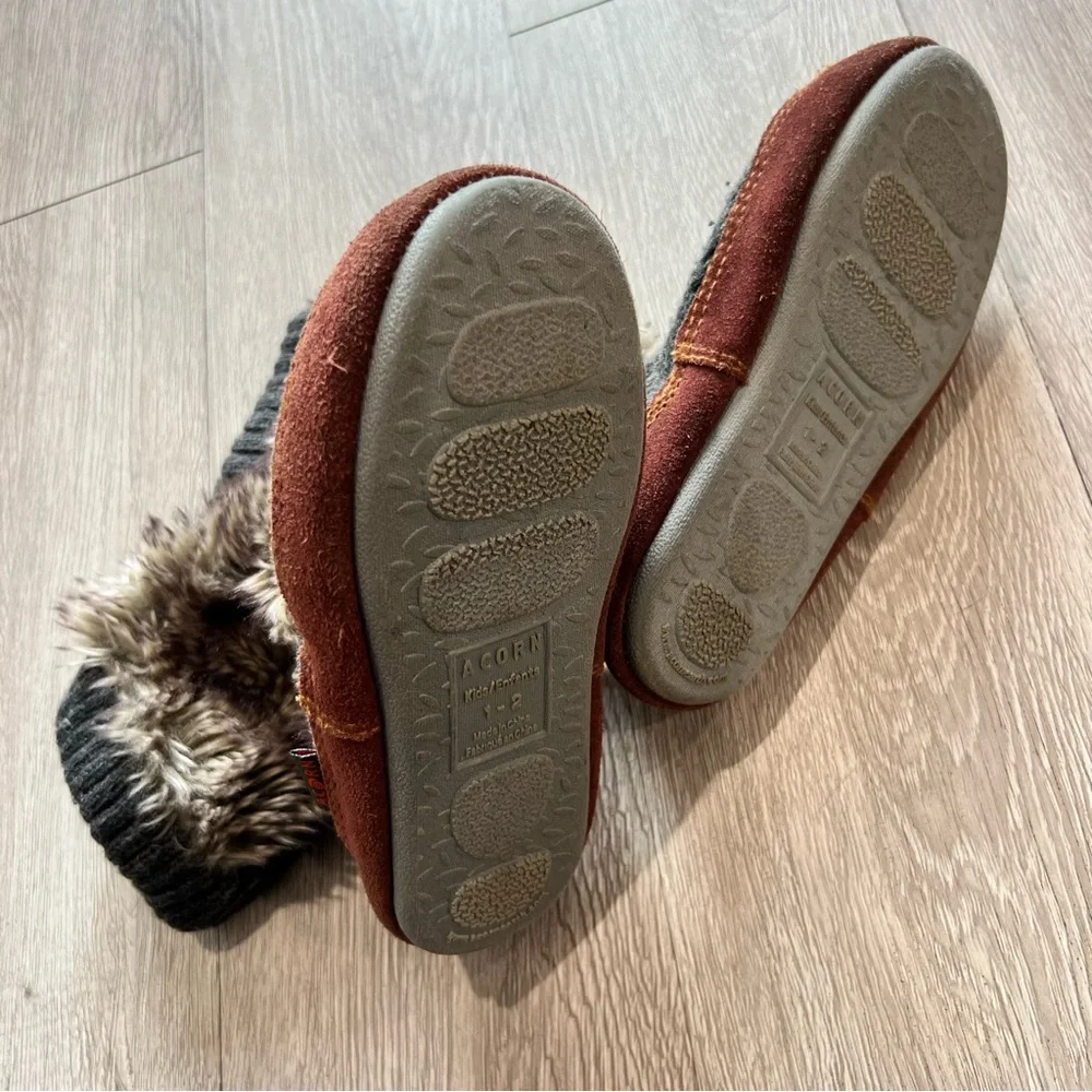 Acorn Unisex Brown Fur Slouch Boot Socks Toddler 1-2 Boho Tribal